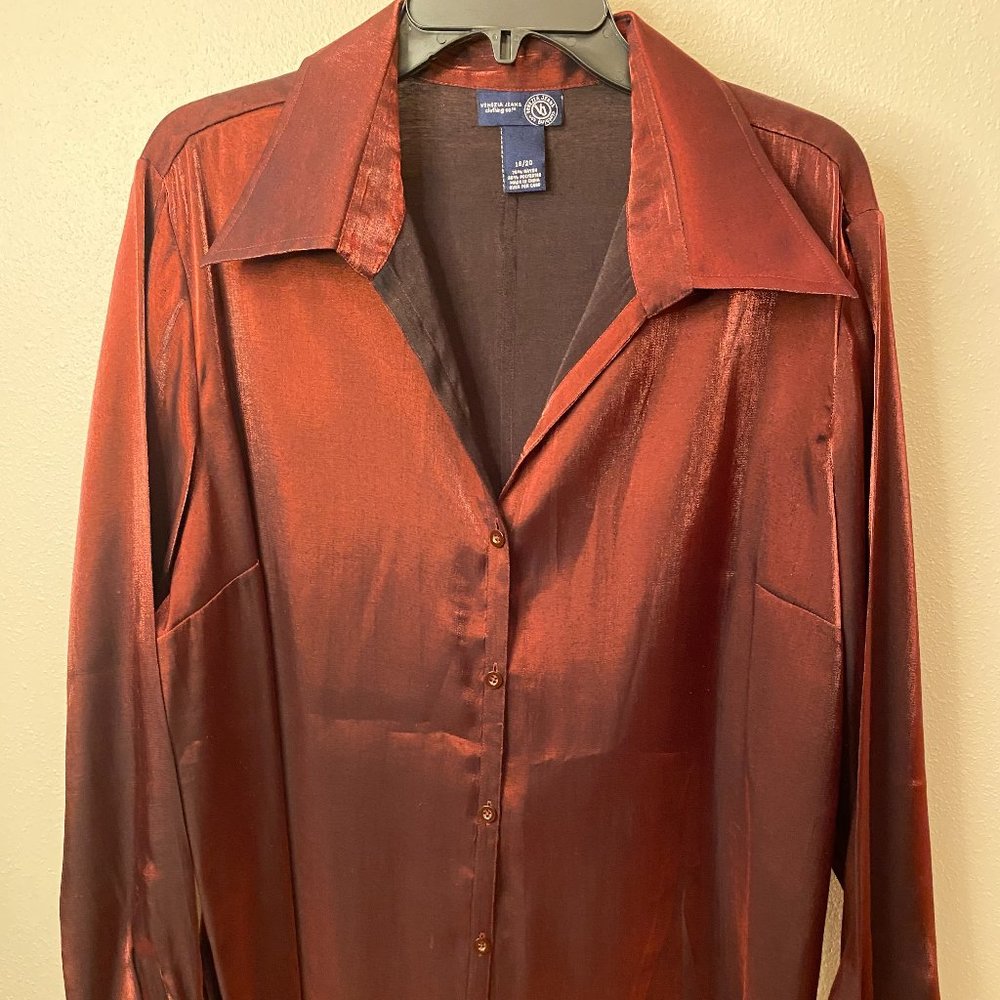 Venezia Jeans Clothing Co. Red Shiny Blouse